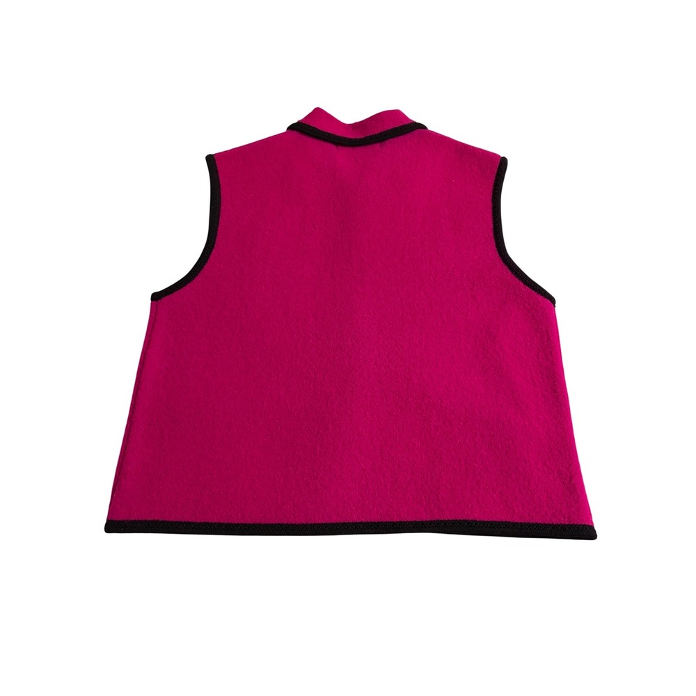 Lisa International Boiled Wool Vest Fuchsia Pink Full Zip Womens Large Vintage - Picture 2 of 6